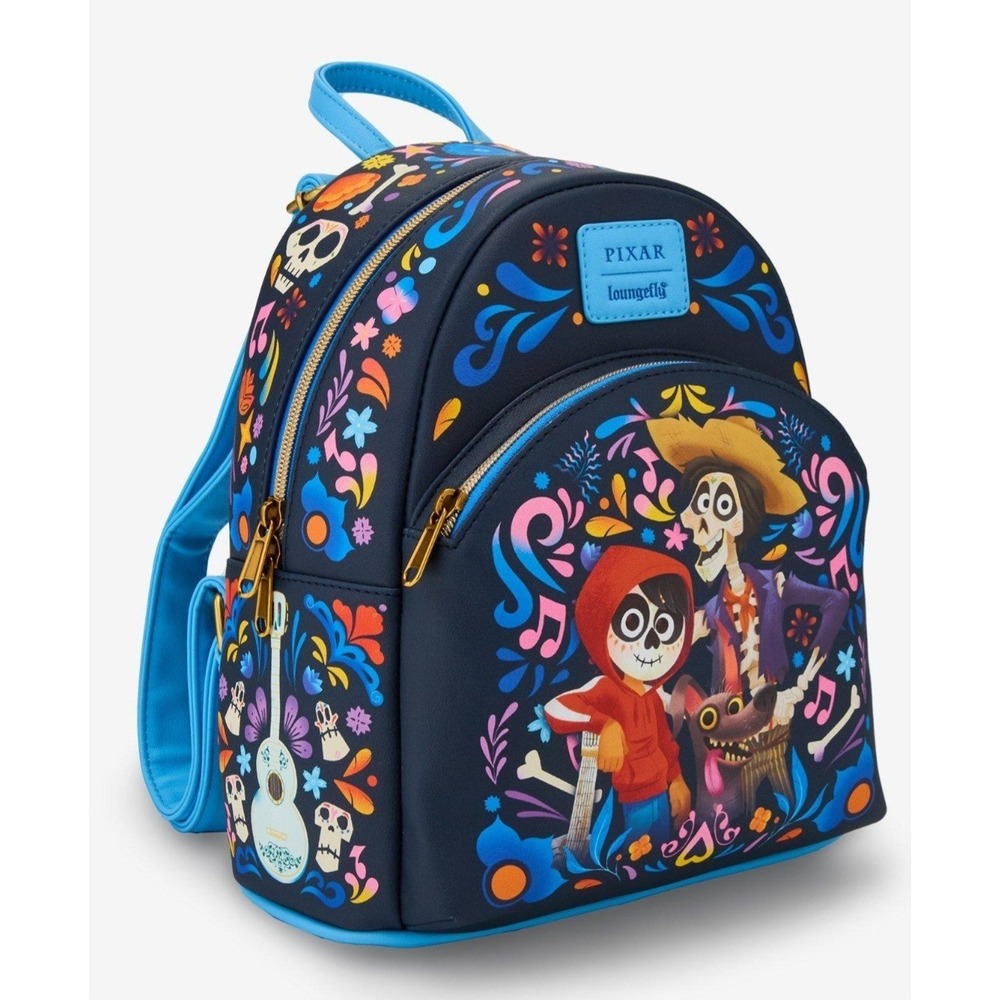 NEW! Loungefly Disney Pixar Coco Miguel Hector Dante Trio Art Mini Backpack